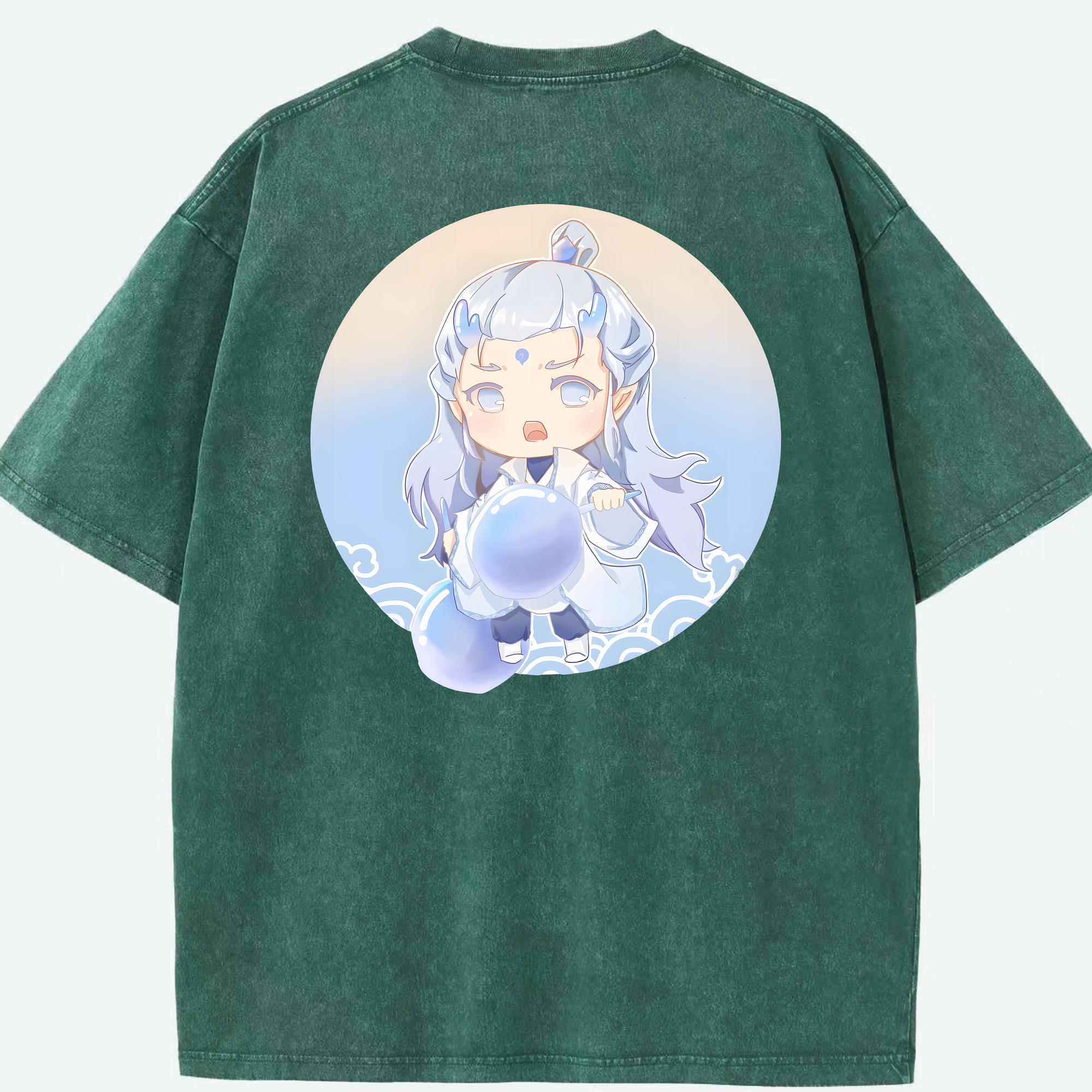 （画像用） Ne Zha 2 ナタ 魔童の大暴れ 綿100% ヴィンテージ風 半袖Tシャツ（背面プリント）
